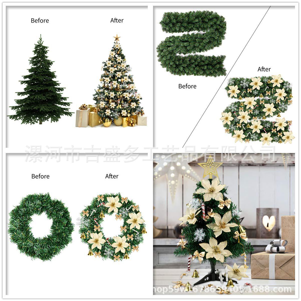 120pcs Christmas Flower Set Christmas Tree Decoration Pendant Plastic Model