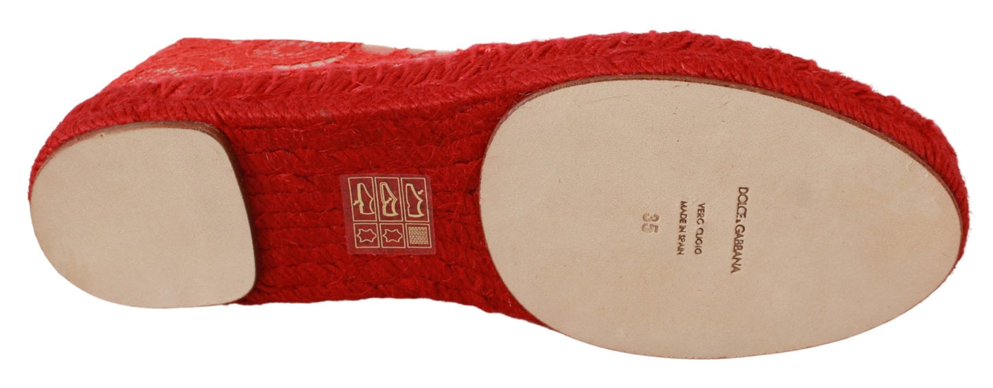 Dolce & Gabbana Red Viscose Espadrilles Flat Shoes