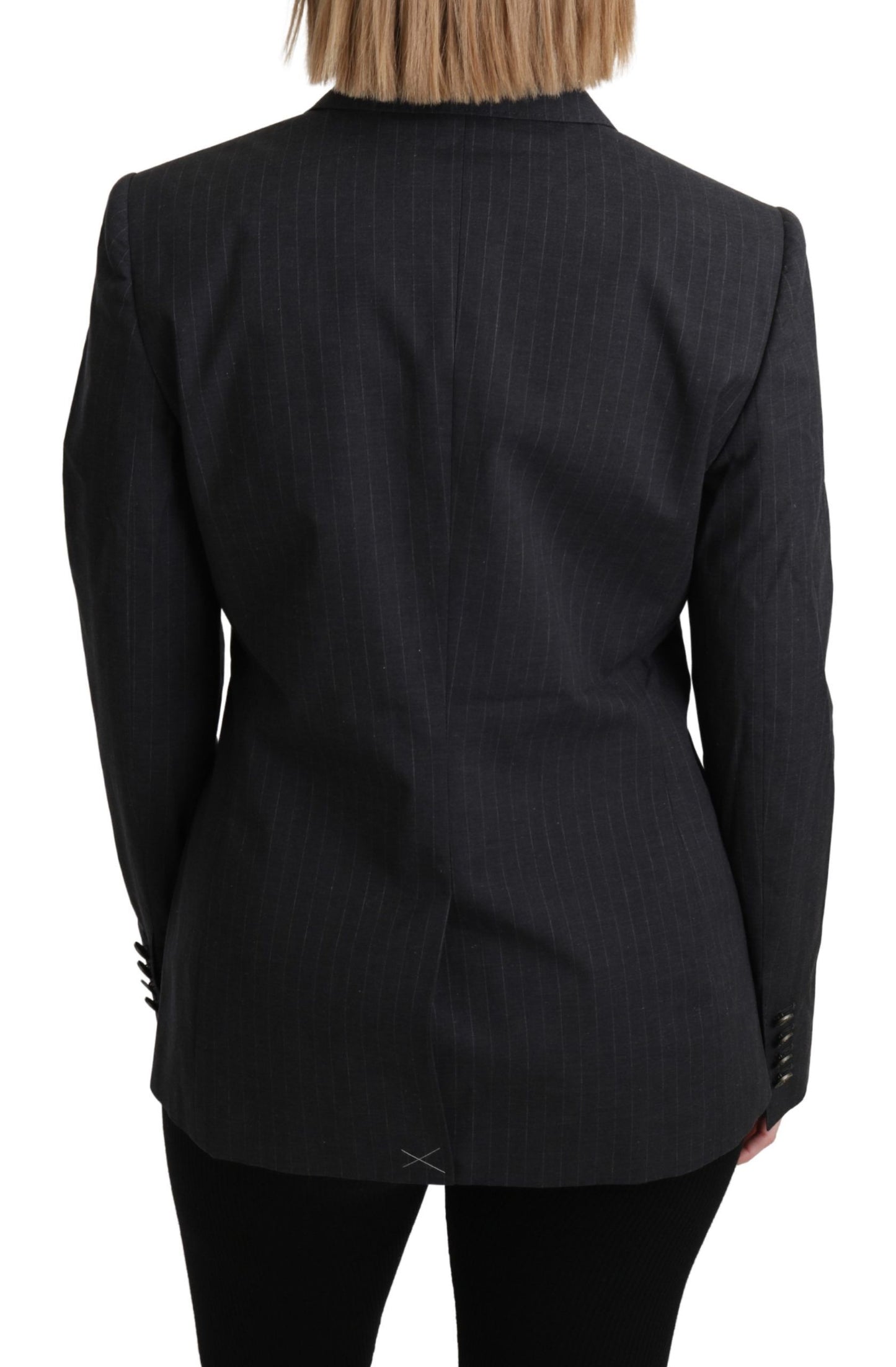 Dolce & Gabbana Elegant Gray Striped Cotton Blazer