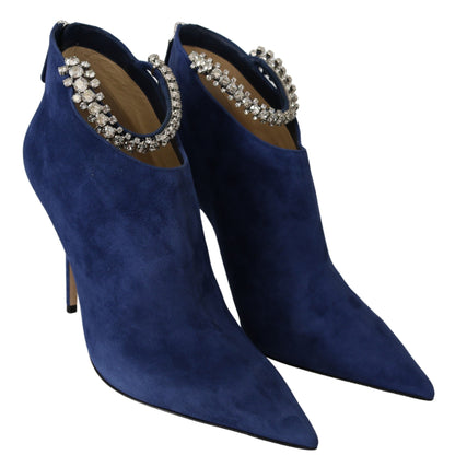 Jimmy Choo Pop Blue Crystal-Strap Heeled Boots