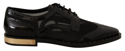 Dolce & Gabbana Elegant Gold-Trimmed Black Oxford Lace-Ups