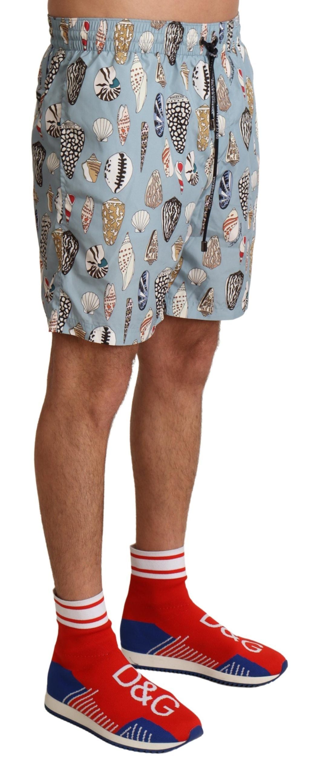 Dolce & Gabbana Elegant Seashell Print Swim Trunks