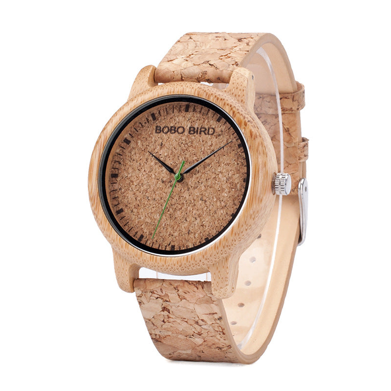 BOBO BIRD Simple Temperament Bamboo Wood Quartz Couple Watch