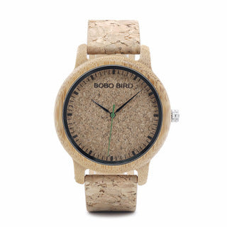 BOBO BIRD Simple Temperament Bamboo Wood Quartz Couple Watch