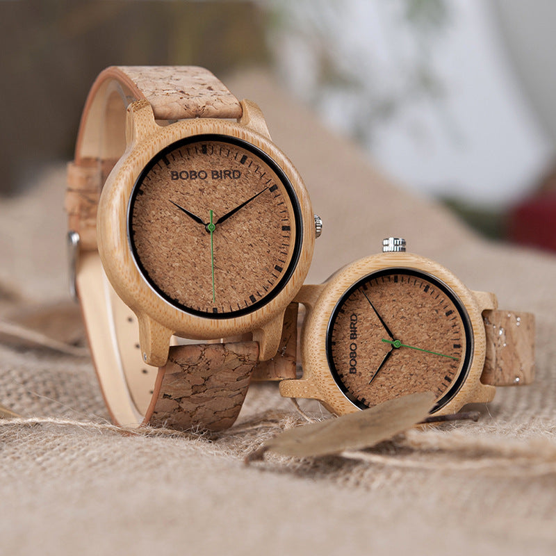 BOBO BIRD Simple Temperament Bamboo Wood Quartz Couple Watch