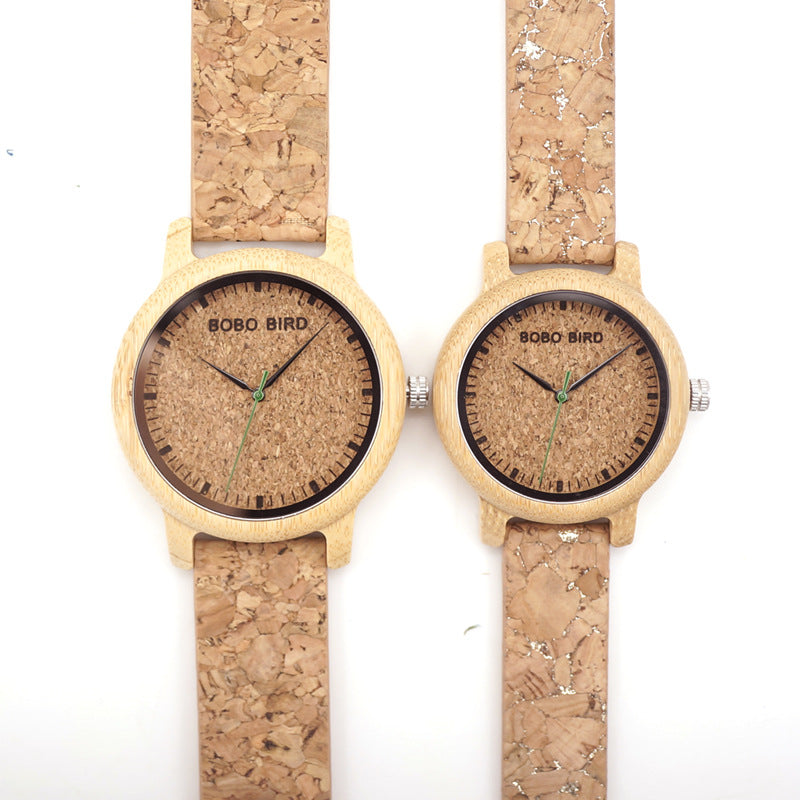 BOBO BIRD Simple Temperament Bamboo Wood Quartz Couple Watch