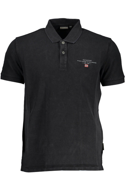 Napapijri Classic Black Embroidered Polo Shirt