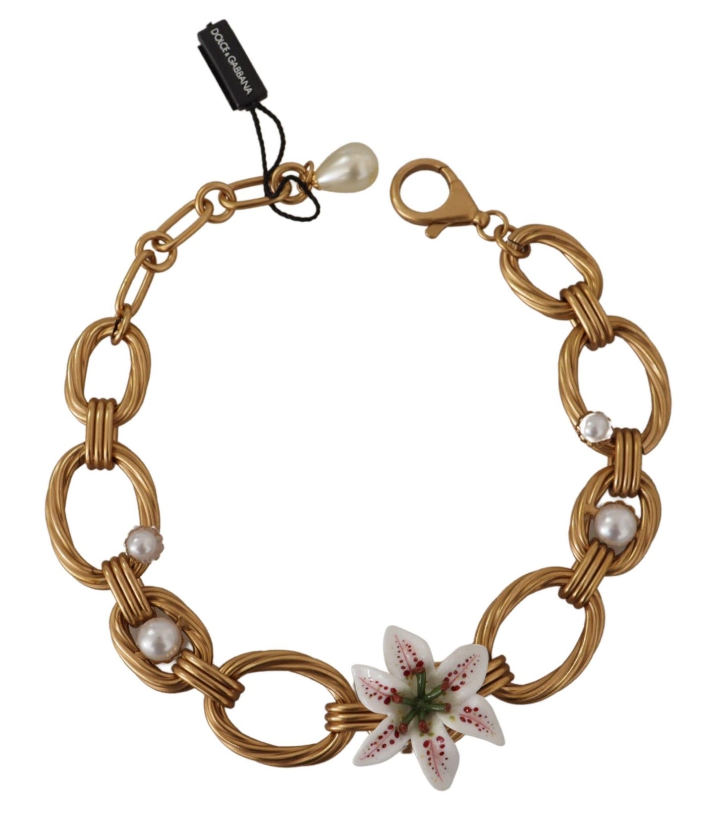 Dolce & Gabbana Elegant Gold Lilly Flower Pendant Necklace