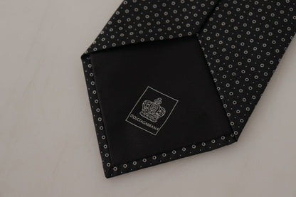 Dolce & Gabbana Elegant Black White Polka Dot Silk Tie