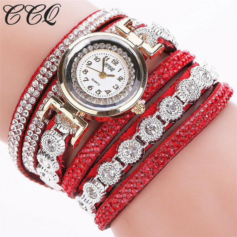 Korean Diamond Winding Bracelet Watch