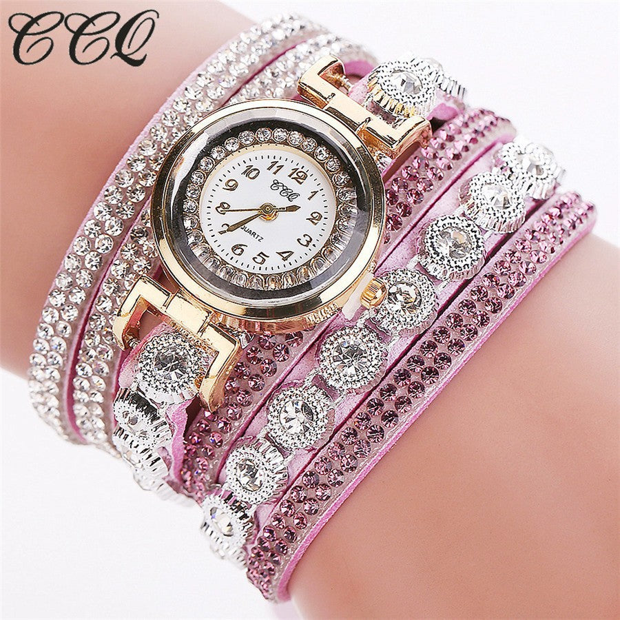 Korean Diamond Winding Bracelet Watch