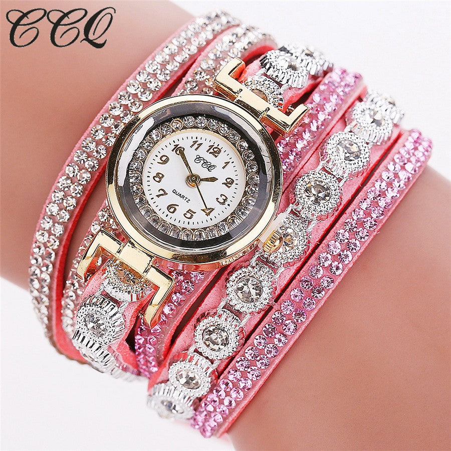 Korean Diamond Winding Bracelet Watch