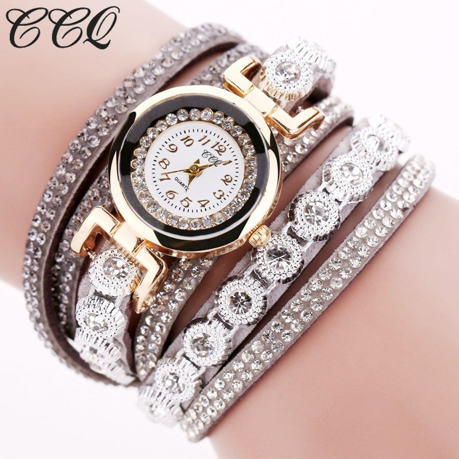 Korean Diamond Winding Bracelet Watch