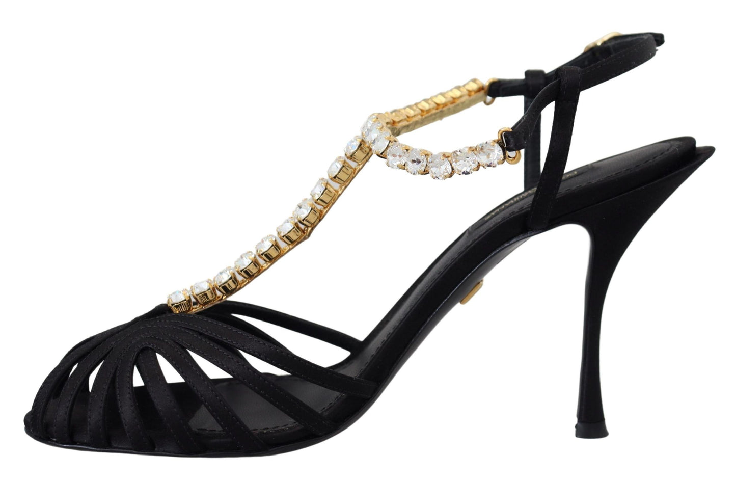 Dolce & Gabbana Elegant Silk Blend Crystal T-Strap Heels