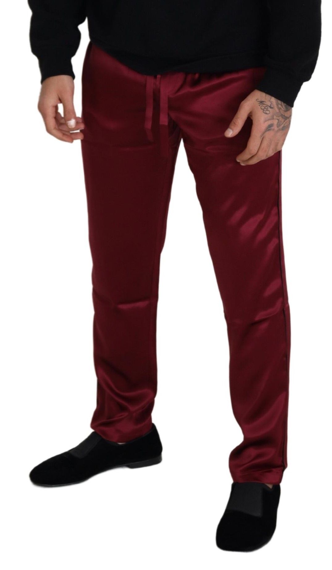 Dolce & Gabbana Silk Lounge Pants in Bordeaux