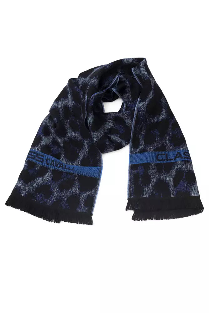 Cavalli Class Blue Wool Men Scarf