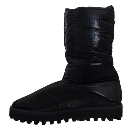 Dolce & Gabbana Elegant Mid-Calf Boots in Black Polyester