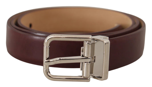 Dolce & Gabbana Elegant Leather Belt with Silver Tone Buckle