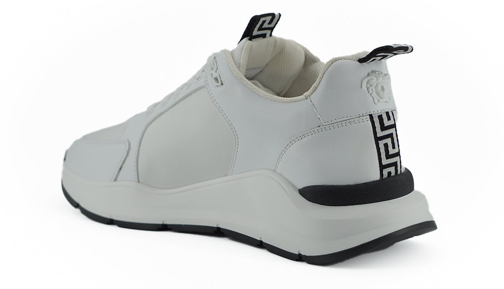 Versace Sleek White Calf Leather Sneakers