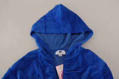 Juicy Couture Glam Hooded Zip Cropped Sweater in Blue