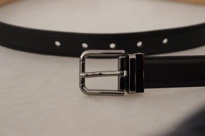 Dolce & Gabbana Sleek Black Leather Belt with Metal Buckle