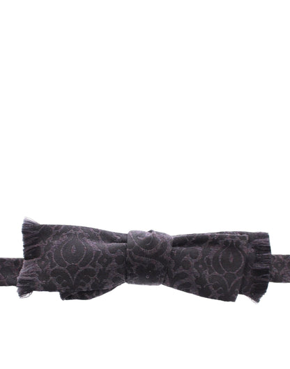 Dolce & Gabbana Elegant Black Paisley Silk-Wool Blend Bow Tie