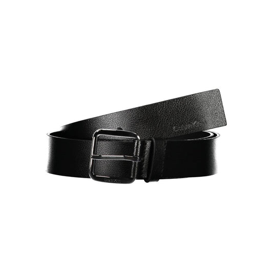 Calvin Klein Elegant Black Leather Belt with Metal Buckle