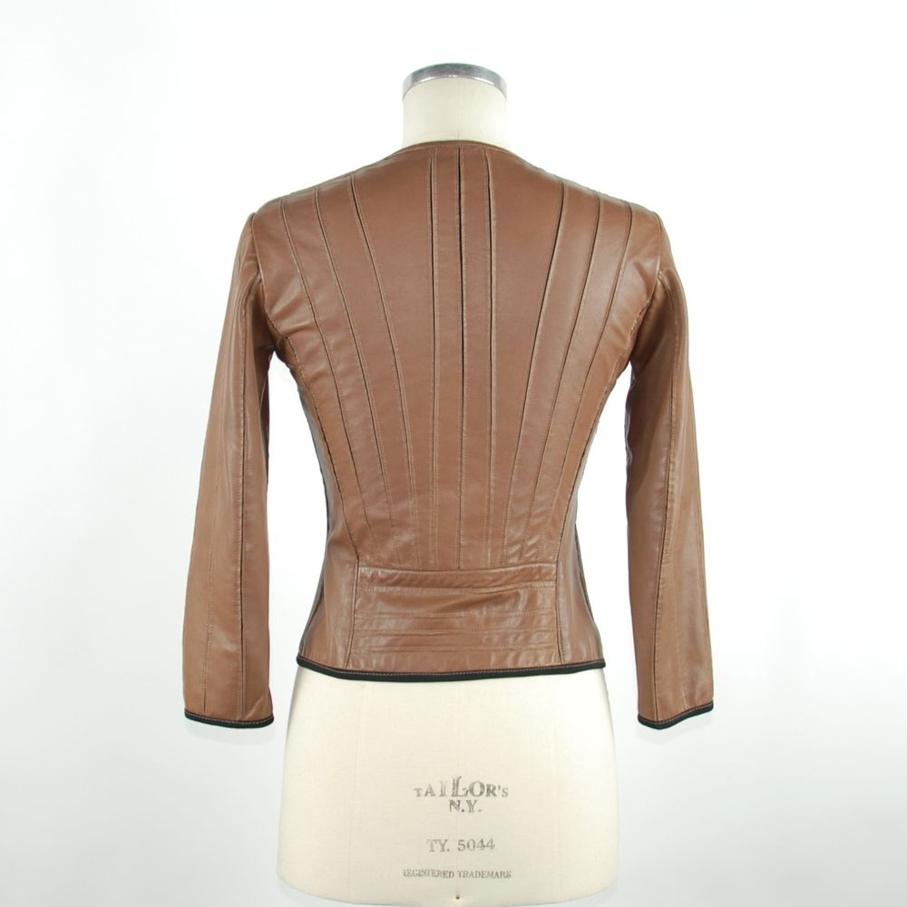 Emilio Romanelli Brown Leather Women Jacket