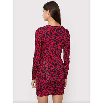 Love Moschino Chic Leopard Texture Dress in Pink and Black