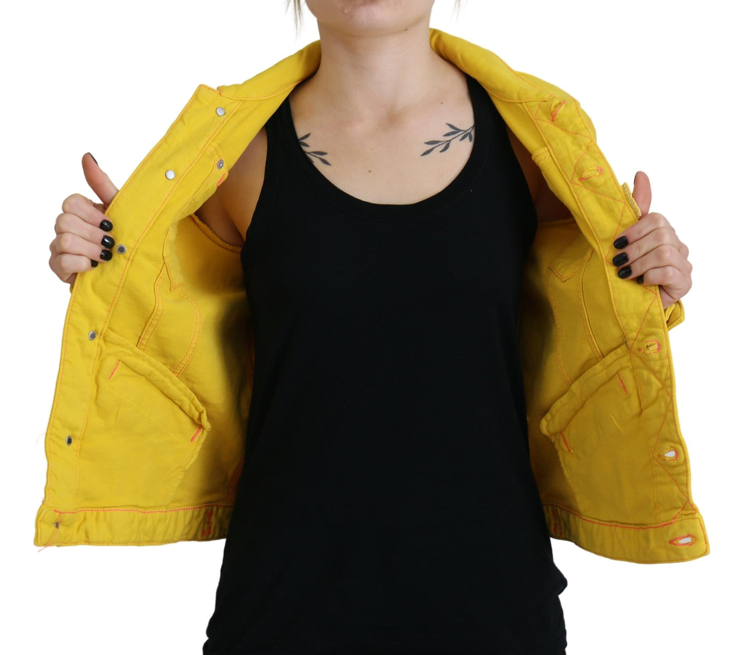 Dsquared² Yellow Collared Long Sleeves Denim Jacket