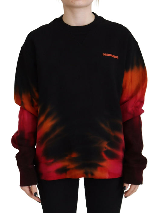 Dsquared² Black Tie Dye Logo Print Women Long Sleeve Sweater