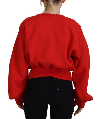 Dsquared² Red Logo Print Women Crew Neck Long Sleeve Sweater