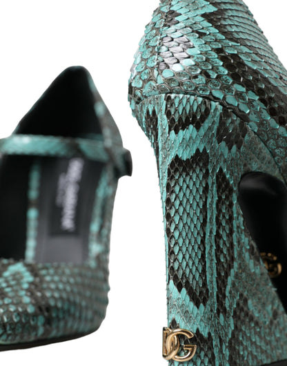 Dolce & Gabbana Aqua Python Leather Mary Jane Pumps Shoes