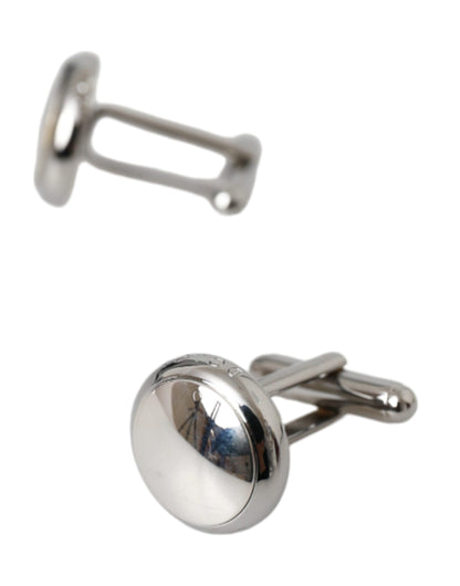 Dolce & Gabbana Silver Plated Brass Round Pin Men Cufflinks