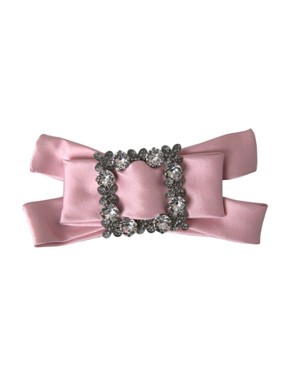 Dolce & Gabbana Pink Satin Crystal Jewelry Brooch Hair Pin