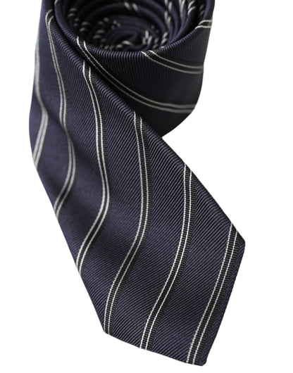 Dolce & Gabbana Black White Stripes Silk Adjustable Tie