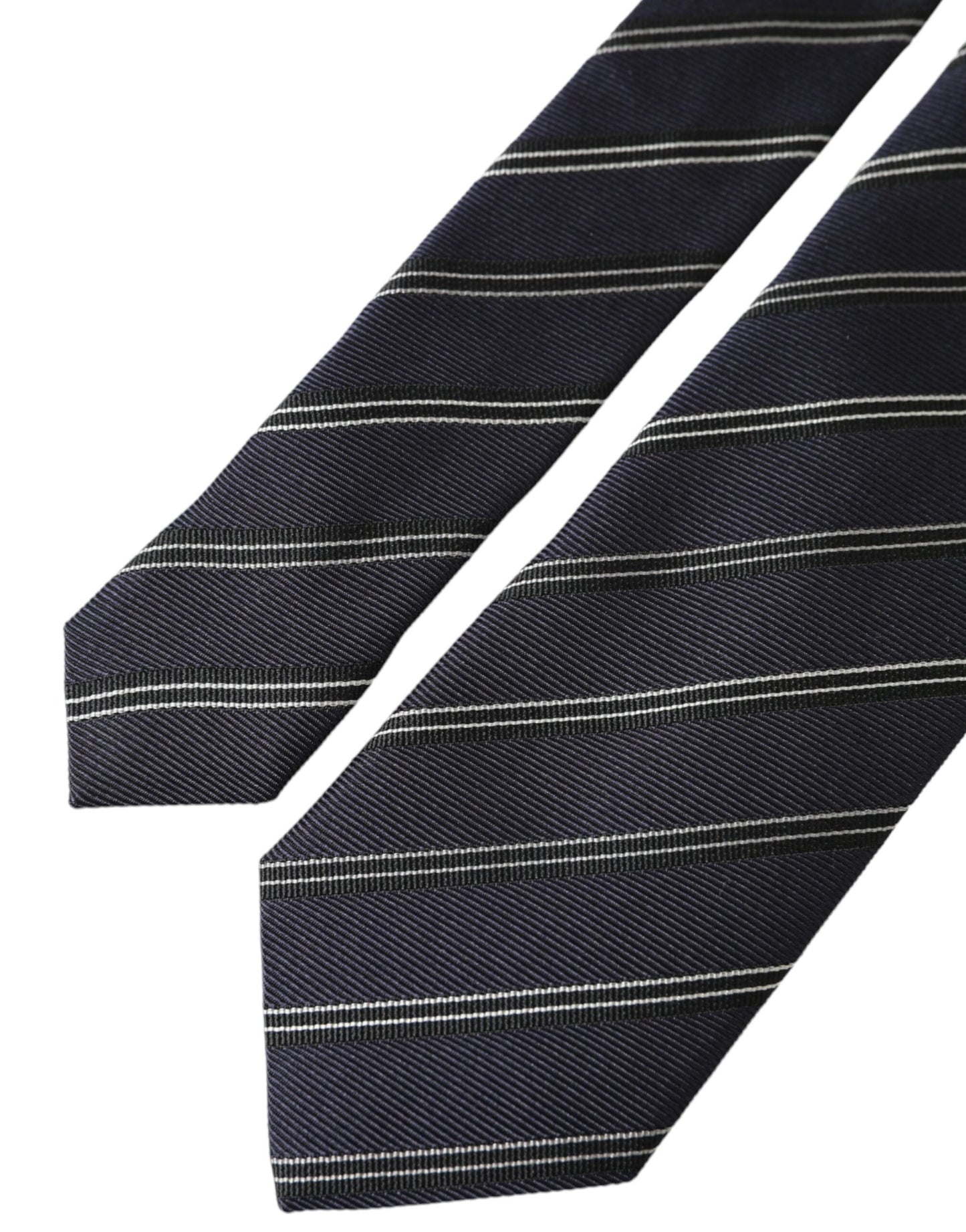 Dolce & Gabbana Black White Stripes Silk Adjustable Tie