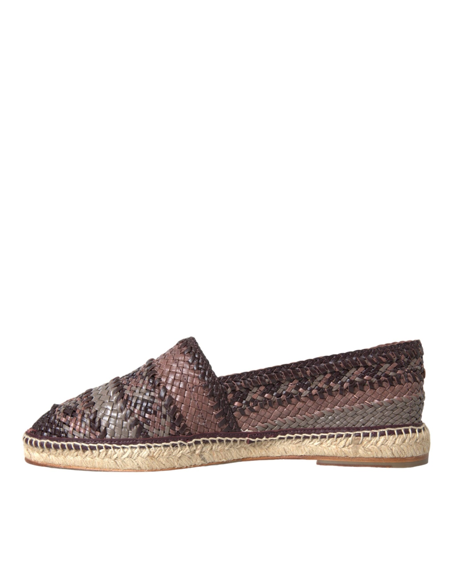 Dolce & Gabbana Brown Buffalo Leather Espadrille Flats Shoes