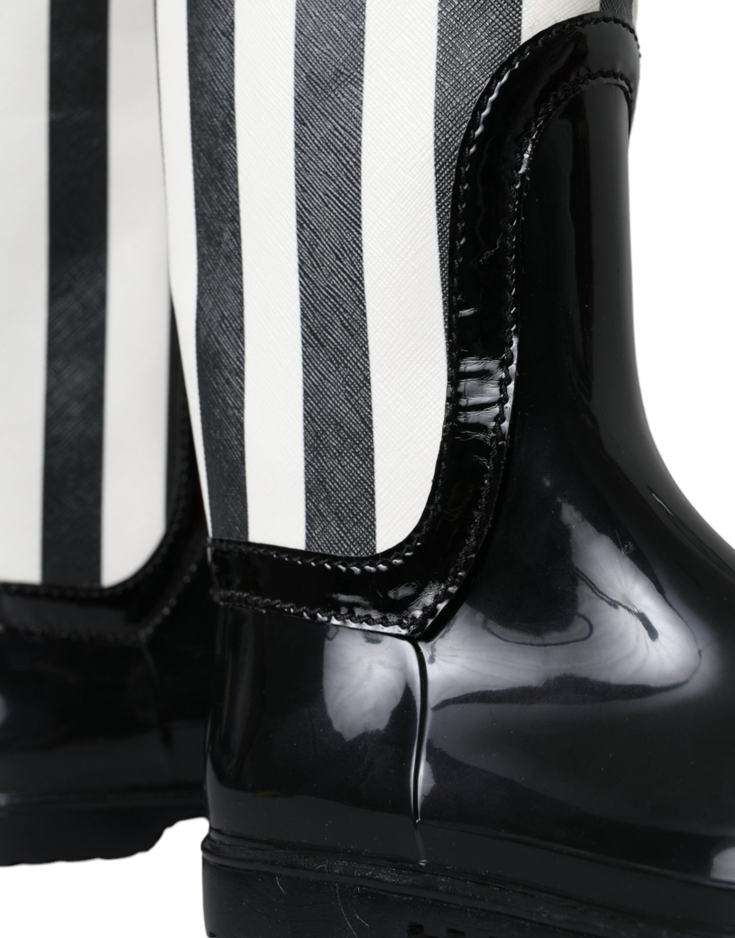 Dolce & Gabbana Black Rubber Knee High Flat Boots Shoes