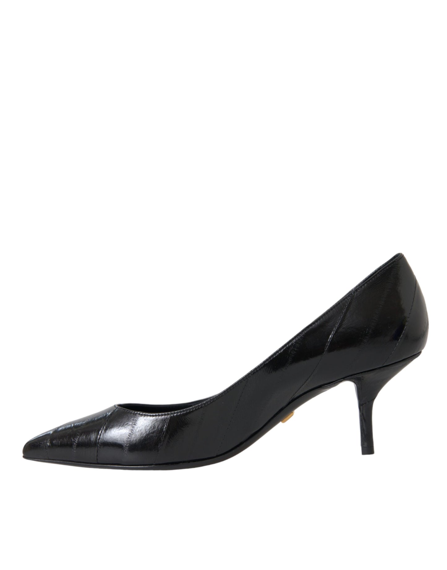 Dolce & Gabbana Black Eel Leather Kitten Heels Pumps Shoes