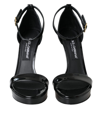 Dolce & Gabbana Black KEIRA Leather Heels Sandals Shoes