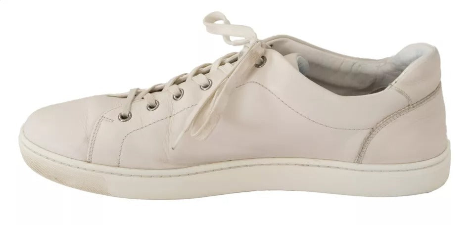 Dolce & Gabbana White Casual Leather Logo Men Sneakers Shoes