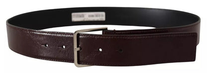 Dolce & Gabbana Dark Brown Leather Logo Engraved Metal Buckle Belt