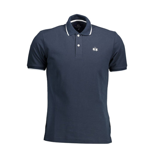 La Martina Blue Cotton Men Polo