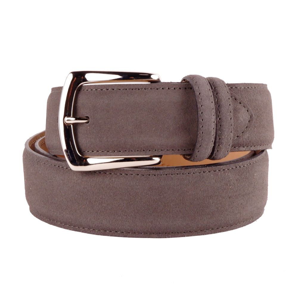 Made in Italy Elegant Grey Suede Calfskin Belt