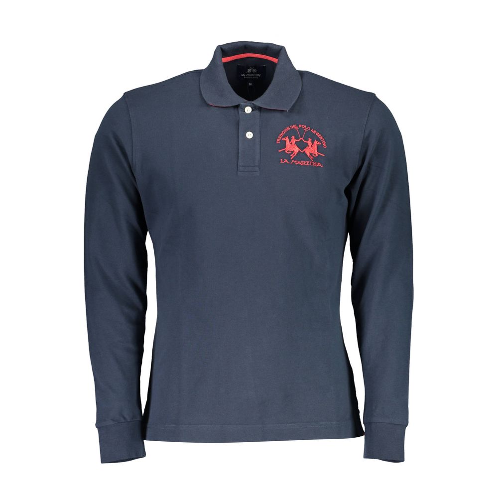 La Martina Blue Cotton Mens Polo Shirt