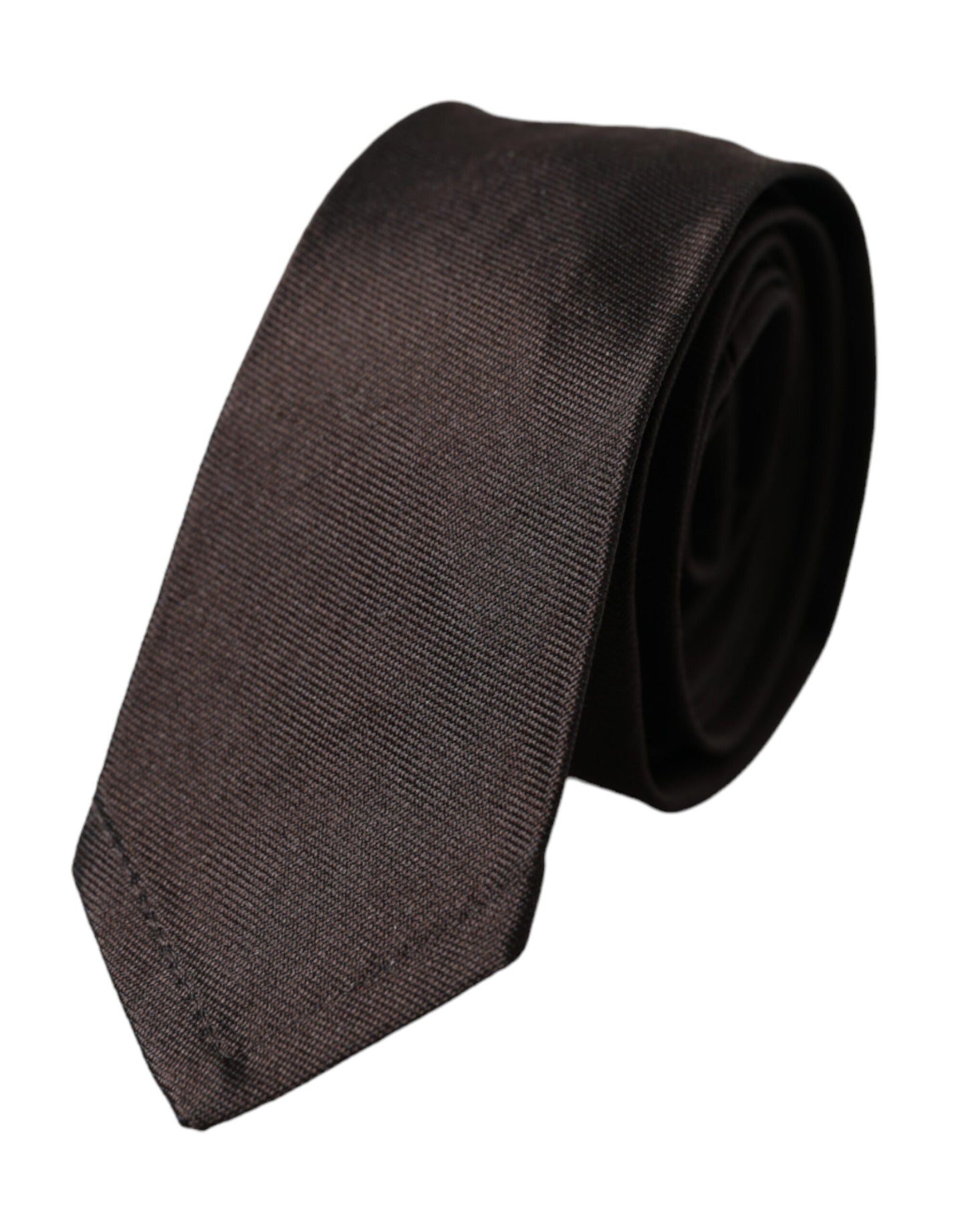 Dolce & Gabbana Brown Solid 100% Silk Adjustable Tie