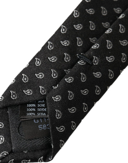 Dolce & Gabbana Black Jacquard Patterned Silk Adjustable Men Tie