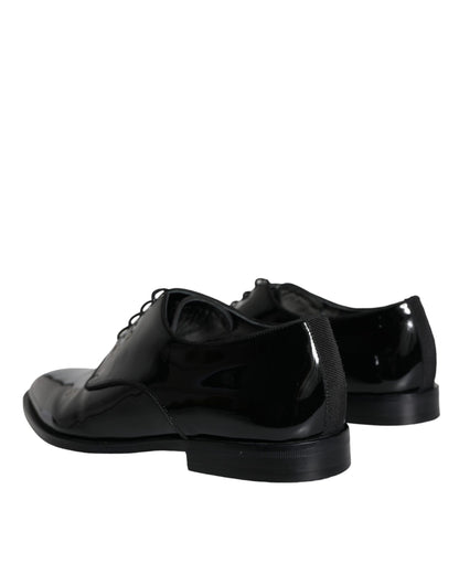 Dolce & Gabbana Black Calfskin Leather Derby Men Dress Shoes