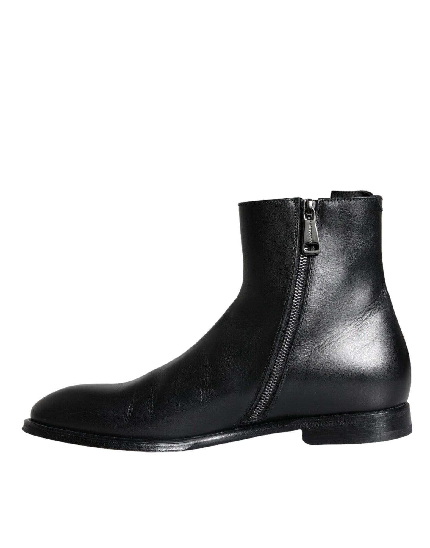 Dolce & Gabbana Black Calf Leather Men Ankle Boots Men Shoes